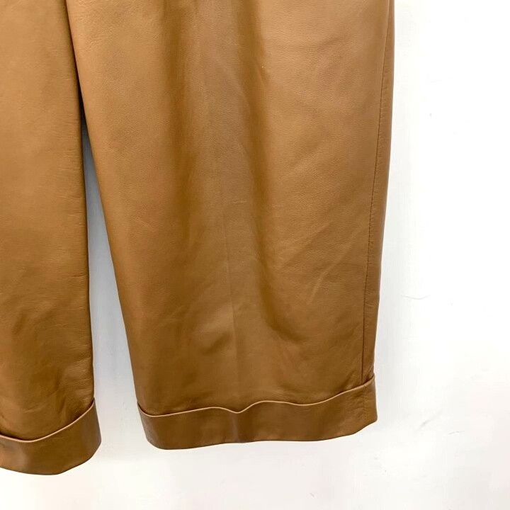 Brunello Cucinelli Brunello Cucinelli Brown Wide-Leg Leather Pants Size 38" / US 16 / IT 52 - 5 Thumbnail