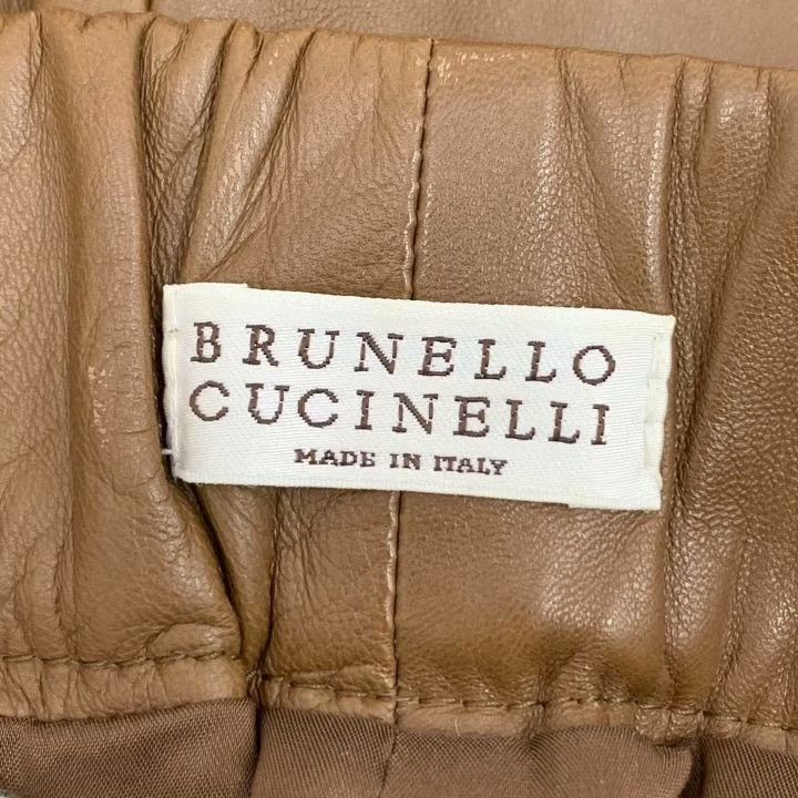 Brunello Cucinelli Brunello Cucinelli Brown Wide-Leg Leather Pants Size 38" / US 16 / IT 52 - 6 Thumbnail