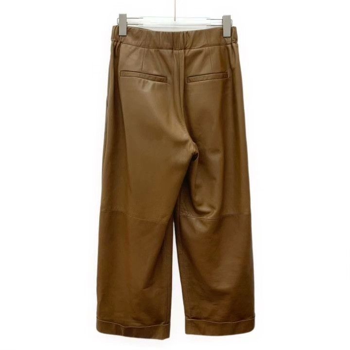 Brunello Cucinelli Brunello Cucinelli Brown Wide-Leg Leather Pants Size 38" / US 16 / IT 52 - 2 Thumbnail