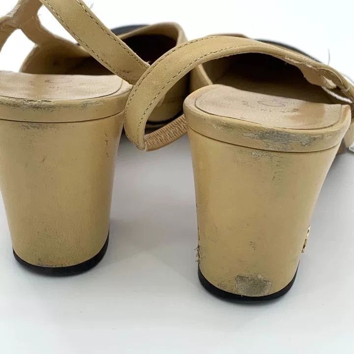 Chanel Chanel Two-Tone Leather Slingback Sandals Size US 5 / IT 35 - 9 Thumbnail