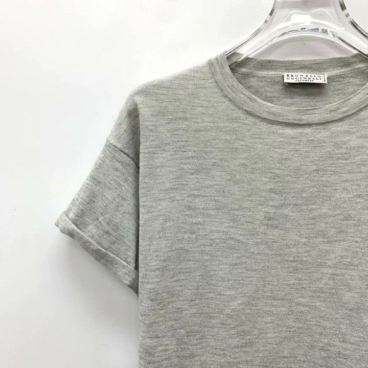 Brunello Cucinelli Brunello Cucinelli Gray Cashmere Short Sleeve T-shirt Size S / US 4 / IT 40 - 3 Thumbnail