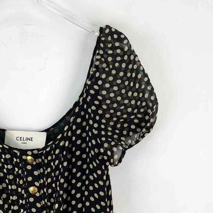 Celine Celine 2022 Black Polka Dot Silk Dress Size S / US 4 / IT 40 - 3 Thumbnail