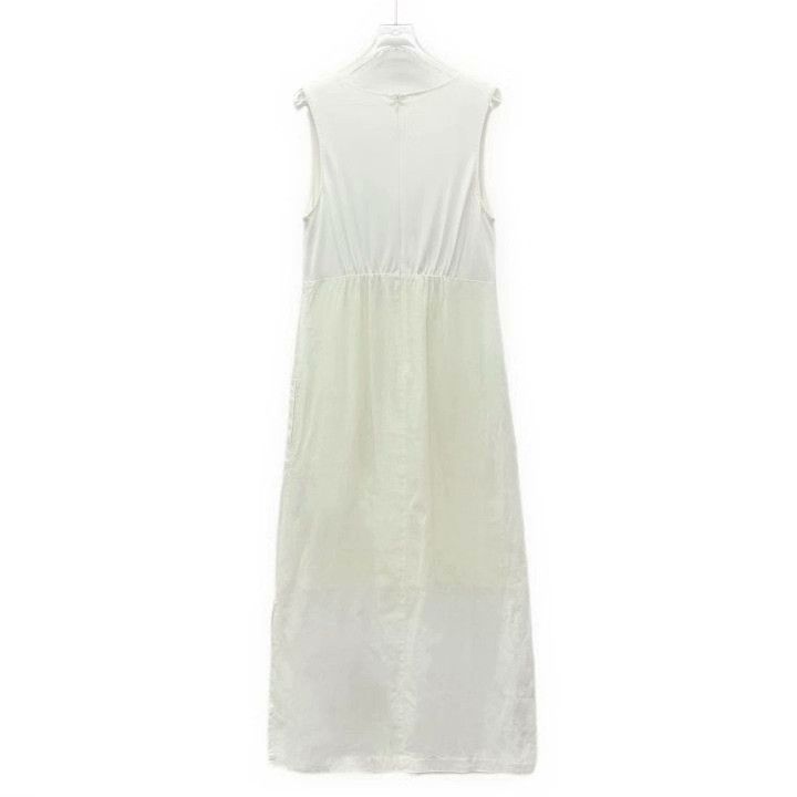 Max Mara Maxmara White V-Neck Sleeveless Dress Size M / US 6-8 / IT 42-44 - 2 Thumbnail
