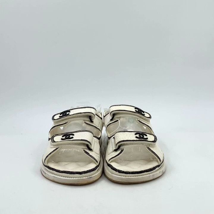 Chanel Chanel Logo Velcro Open-Toe Flat Sandals Size US 7 / IT 37 - 3 Thumbnail