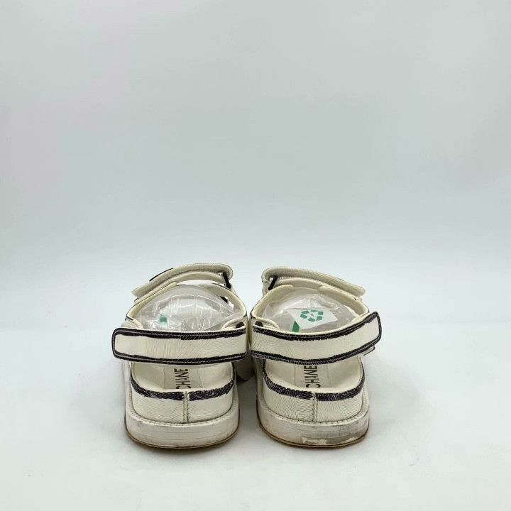 Chanel Chanel Logo Velcro Open-Toe Flat Sandals Size US 7 / IT 37 - 4 Thumbnail