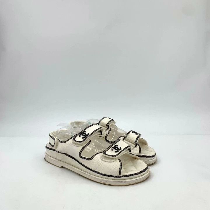 Chanel Chanel Logo Velcro Open-Toe Flat Sandals Size US 7 / IT 37 - 2 Thumbnail