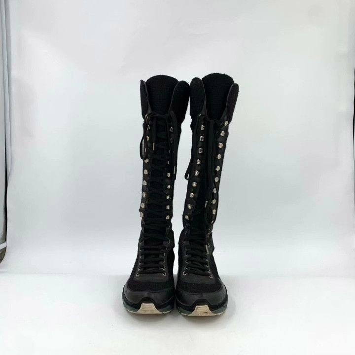 Chanel Chanel Black Lace-Up Sporty Knee-High Boots Size US 7 / IT 37 - 3 Thumbnail