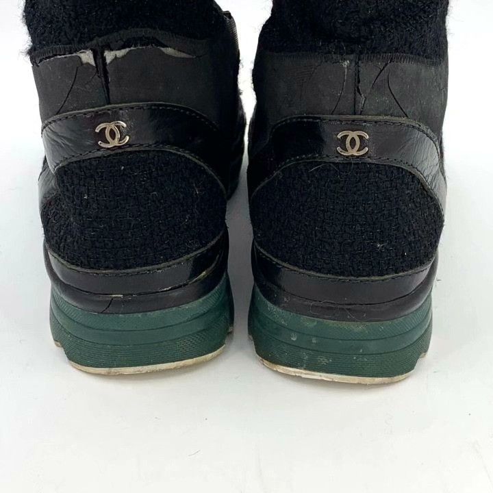 Chanel Chanel Black Lace-Up Sporty Knee-High Boots Size US 7 / IT 37 - 8 Thumbnail