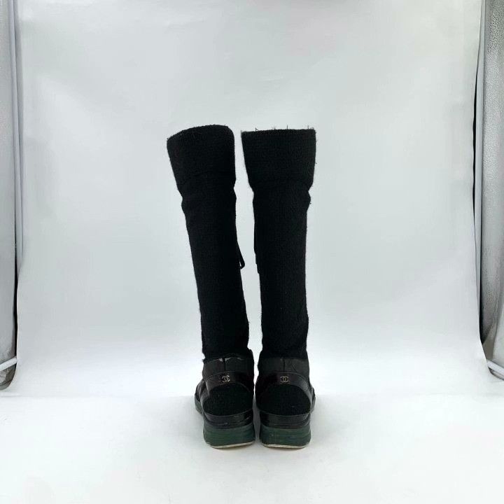 Chanel Chanel Black Lace-Up Sporty Knee-High Boots Size US 7 / IT 37 - 4 Thumbnail