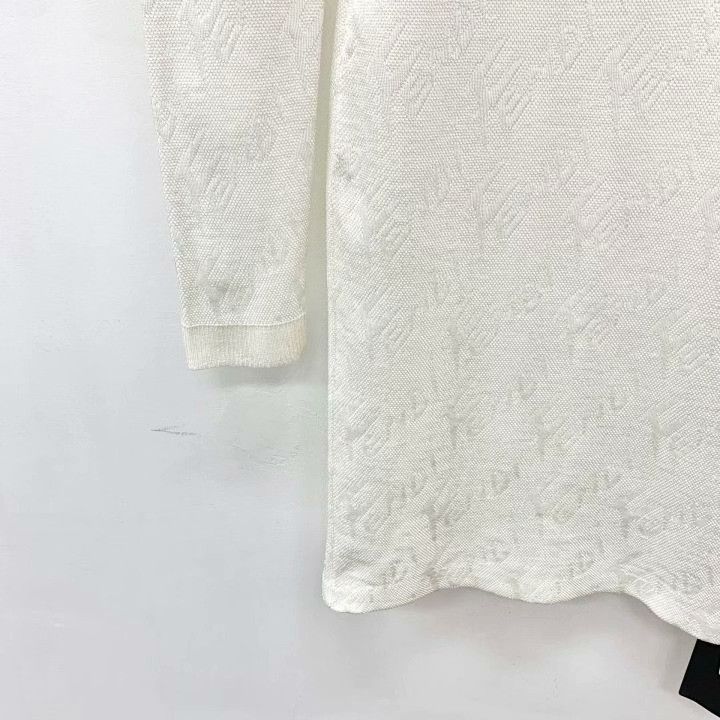 Fendi Fendi White Jacquard Cotton Turtleneck Dress Size S / US 4 / IT 40 - 4 Thumbnail