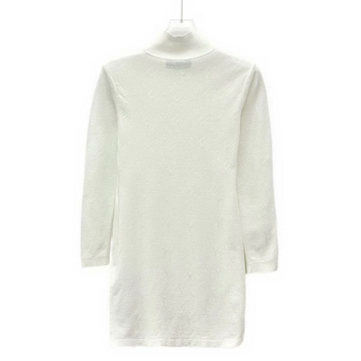 Fendi Fendi White Jacquard Cotton Turtleneck Dress Size S / US 4 / IT 40 - 2 Thumbnail