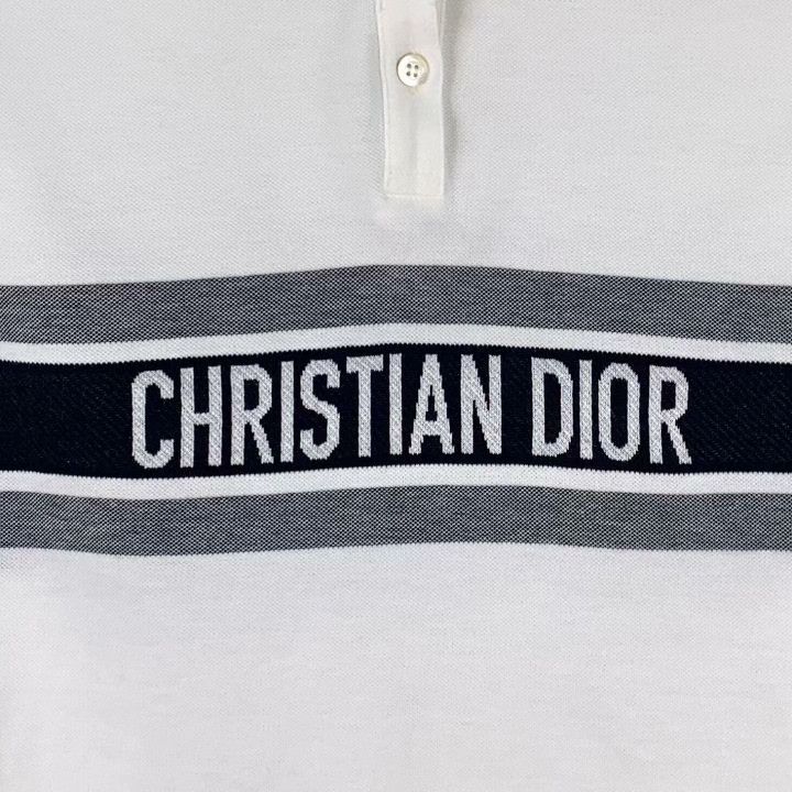 Dior Dior White Logo Cotton Polo T-Shirt Size XS / US 0-2 / IT 36-38 - 4 Thumbnail