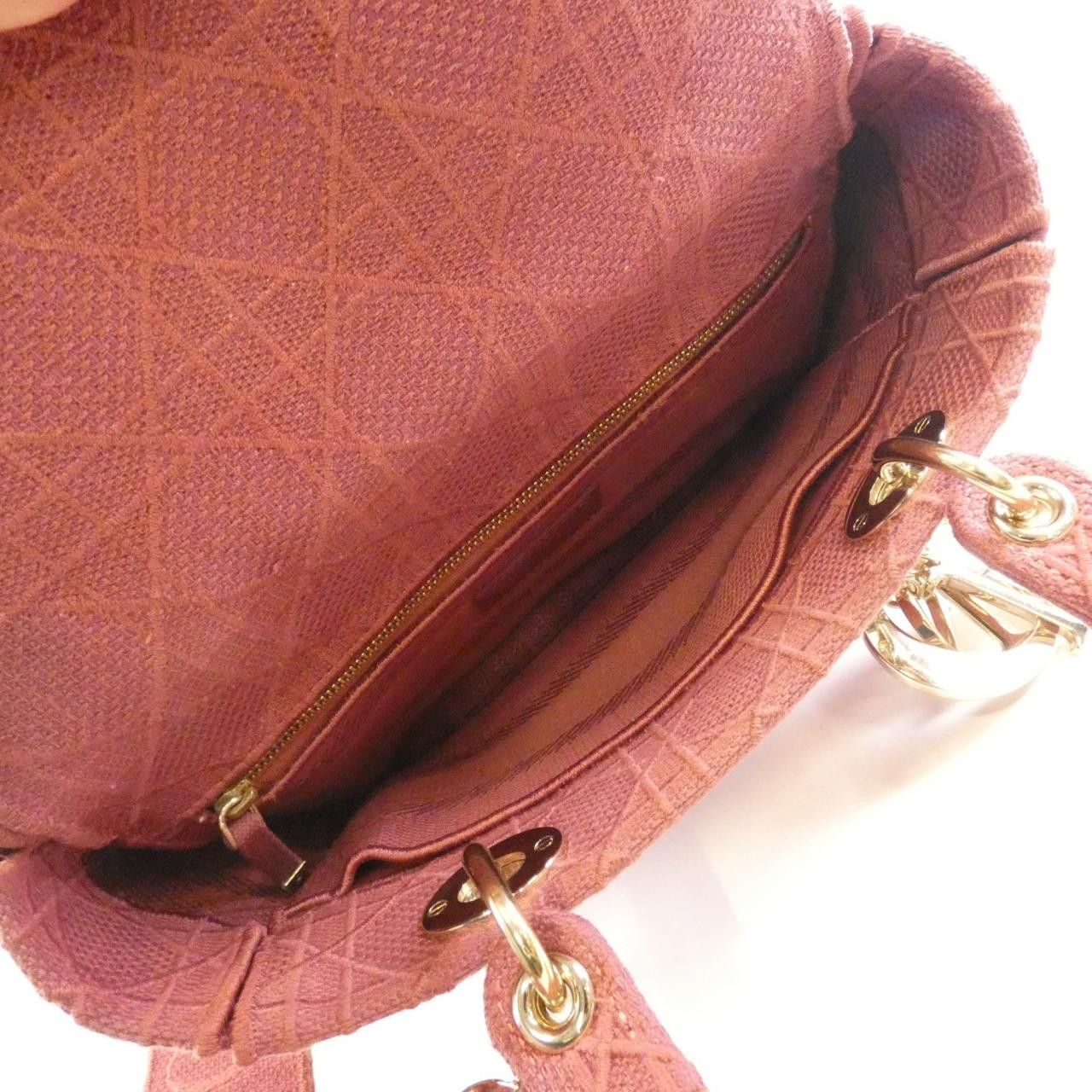 Dior Dior Christian Dior Lady D-Light Canvas Bag Textile Handbag M0565OREY DUTY FREE for USA Size ONE SIZE - 7 Thumbnail