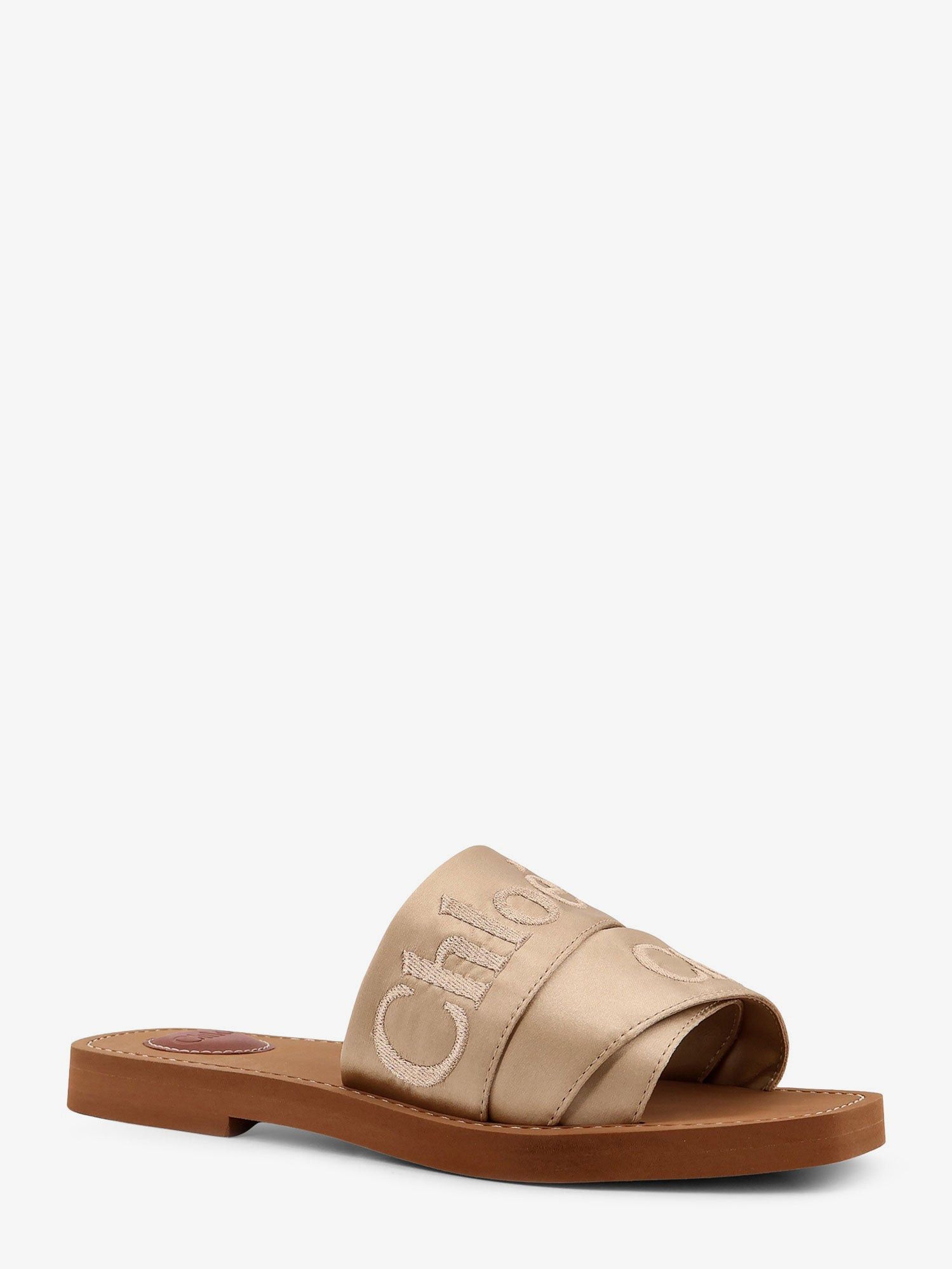 Chloe Woody Satin Sandals With Embroidered Logo Size US 6 / IT 36 - 2 Thumbnail