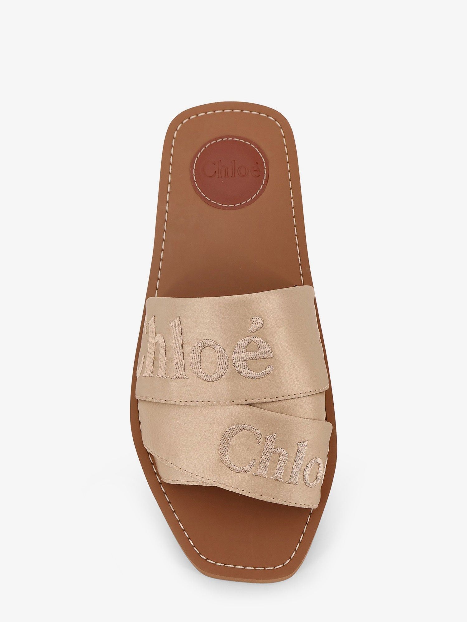 Chloe Woody Satin Sandals With Embroidered Logo Size US 6 / IT 36 - 5 Thumbnail