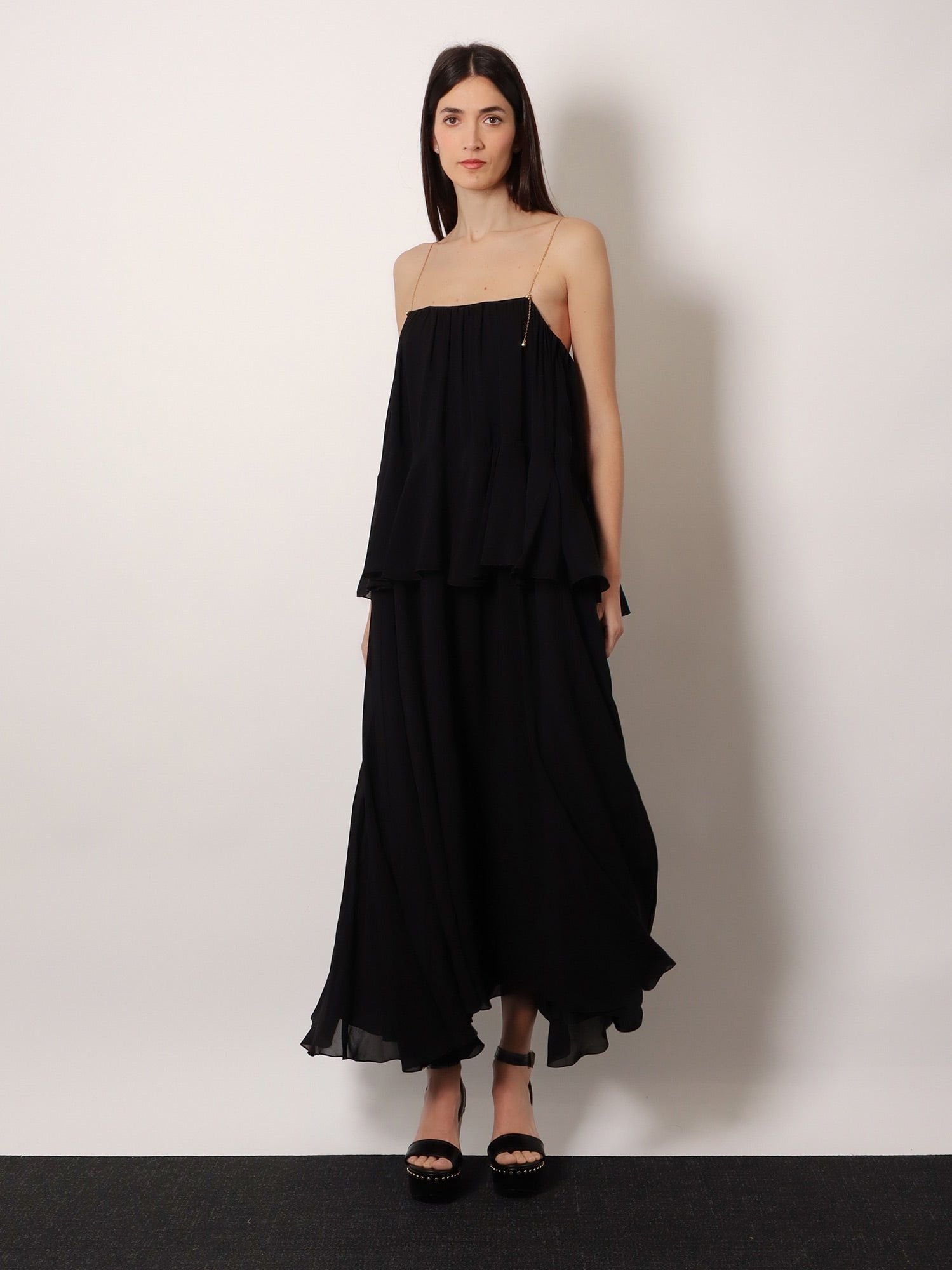 Chloe Flounced Silk Long Dress Size M / US 6-8 / IT 42-44 - 2 Thumbnail