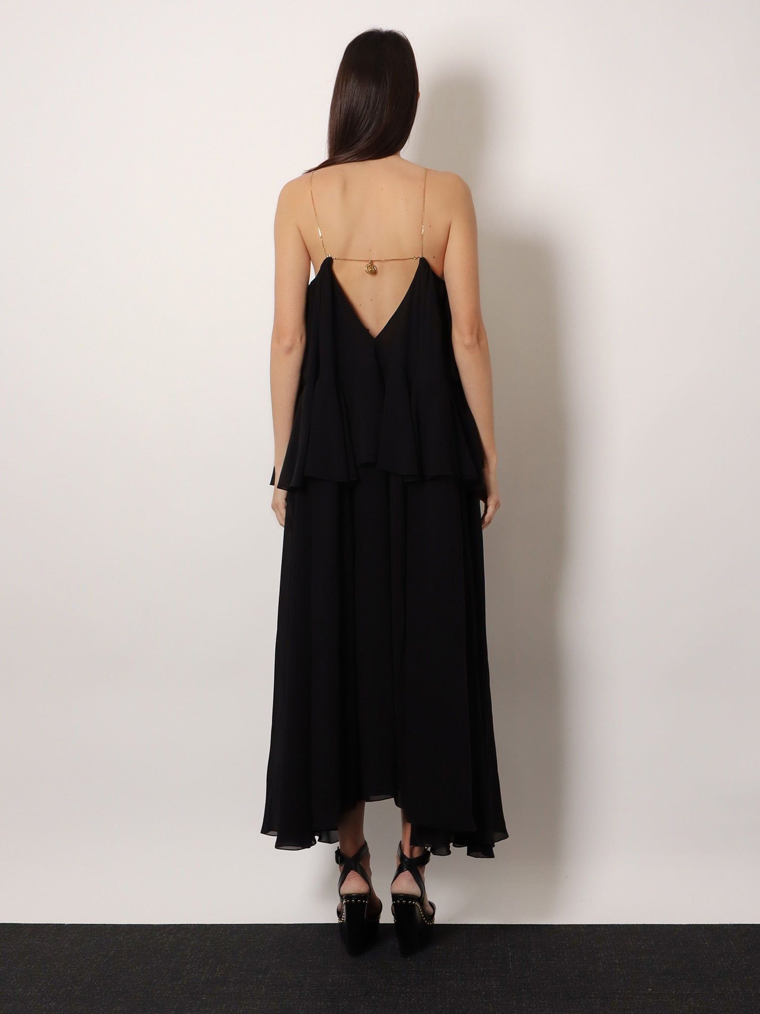 Chloe Flounced Silk Long Dress Size M / US 6-8 / IT 42-44 - 3 Thumbnail