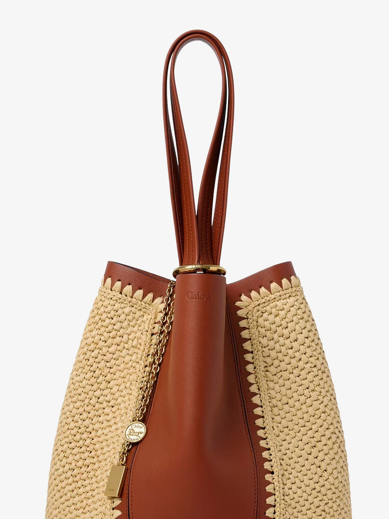 Chloe Chloe Spin Leather And Raffia Shoulder Bag Size ONE SIZE - 4 Thumbnail