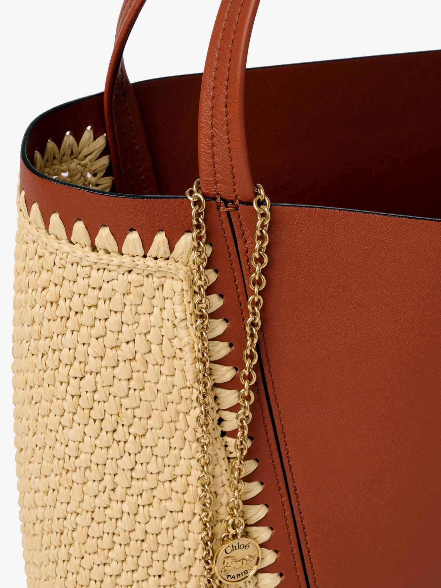 Chloe Chloe Spin Leather And Raffia Shoulder Bag Size ONE SIZE - 5 Thumbnail