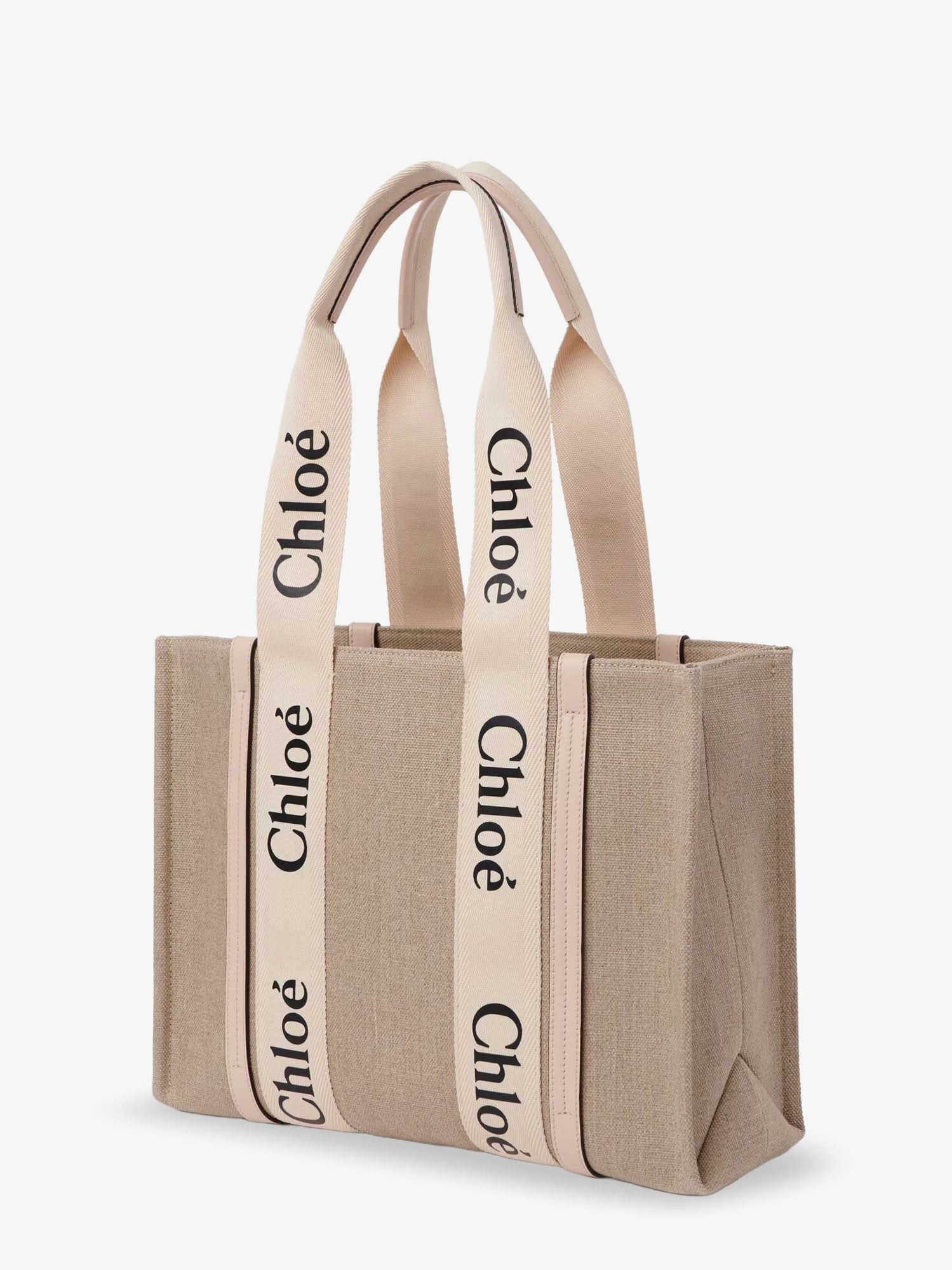 Chloe Woody Linen Shoulder Bag With Leather Inserts Size ONE SIZE - 3 Thumbnail