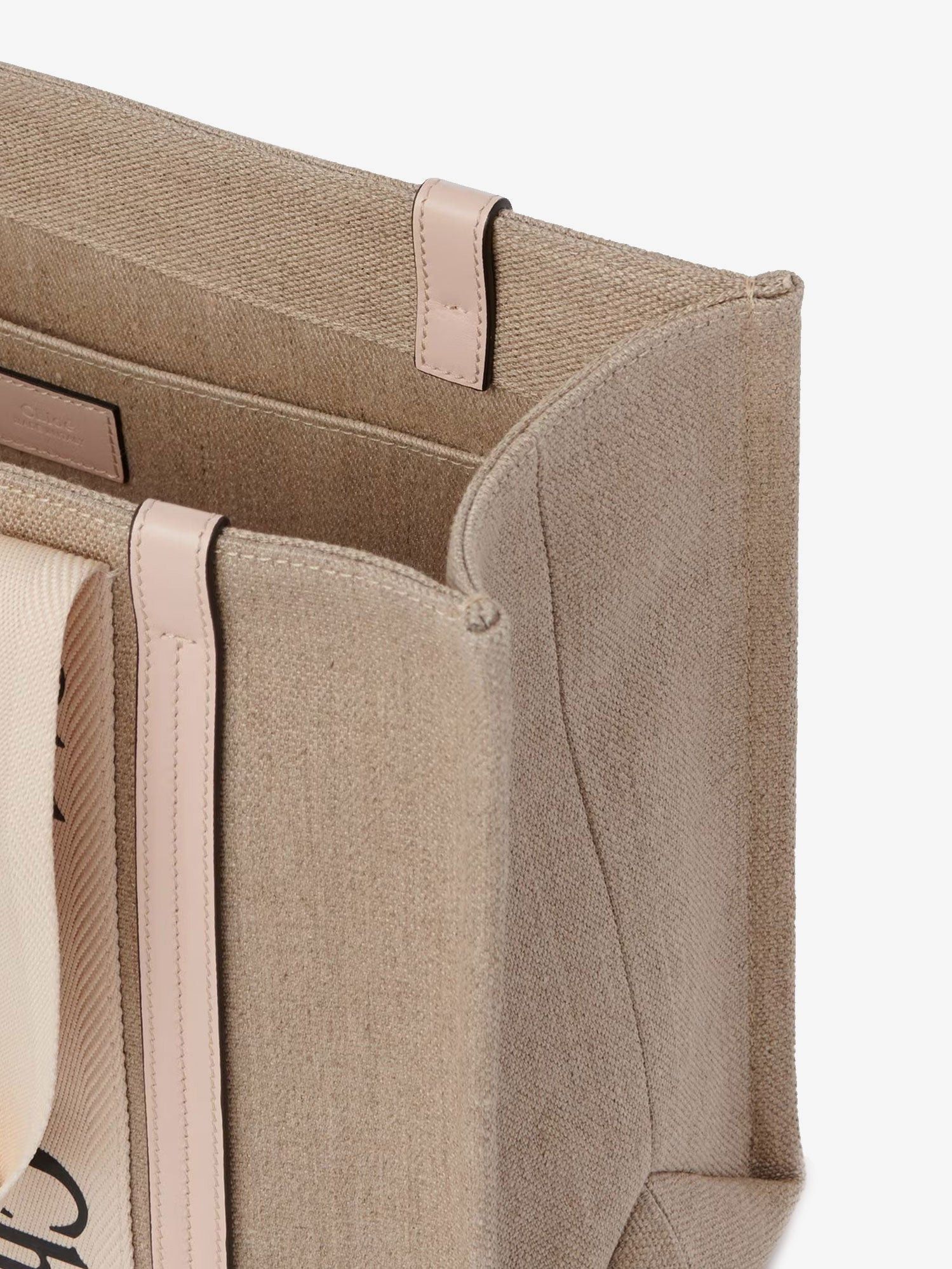 Chloe Woody Linen Shoulder Bag With Leather Inserts Size ONE SIZE - 5 Thumbnail