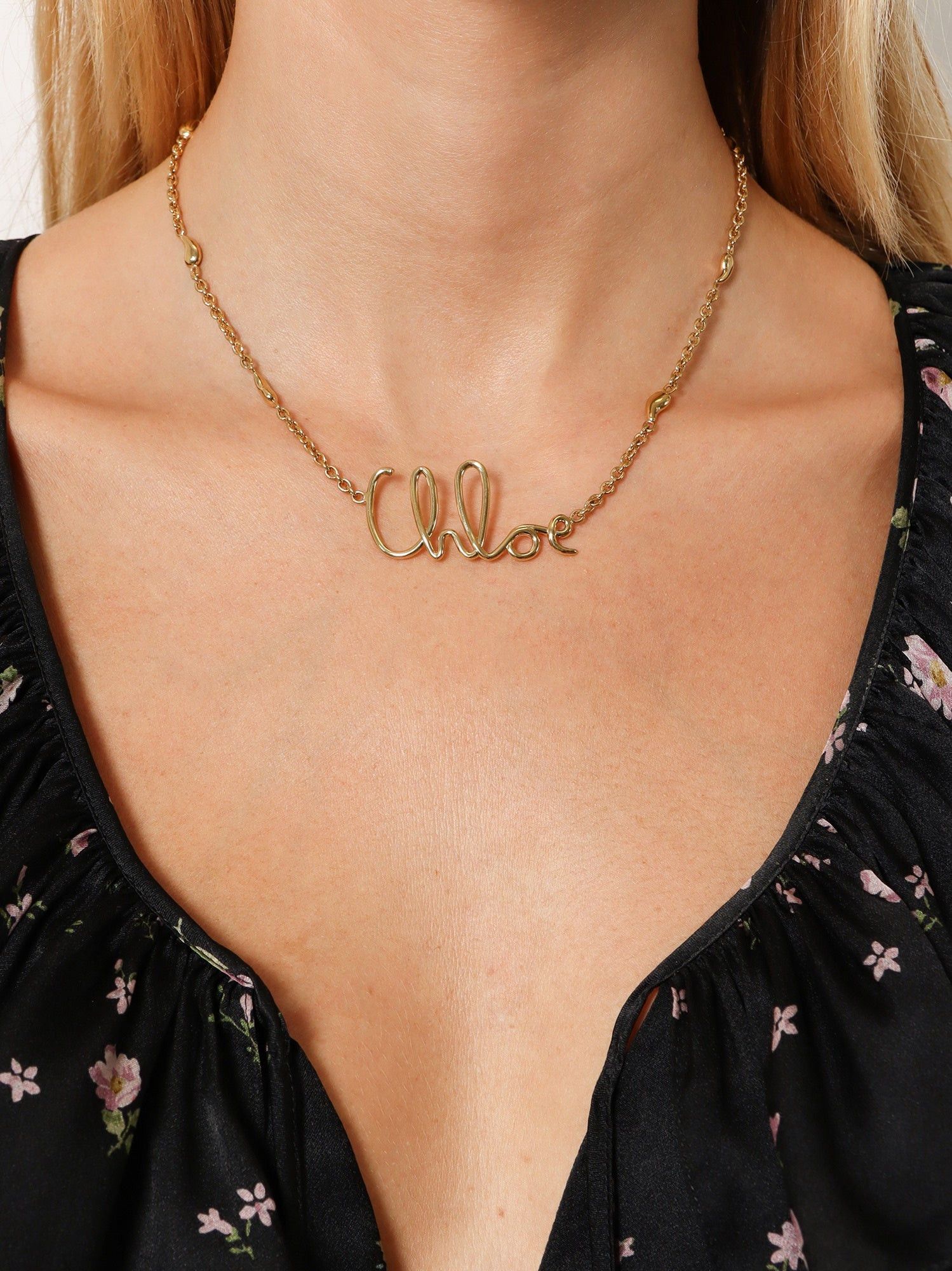 Chloe Brass Necklace With Lettering Logo Size ONE SIZE - 2 Thumbnail