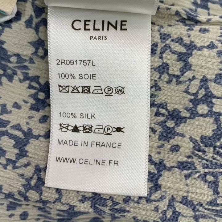 Celine Celine Blue Floral Silk Short-Sleeve Dress Size XXS / US 00 / IT 34 - 8 Thumbnail