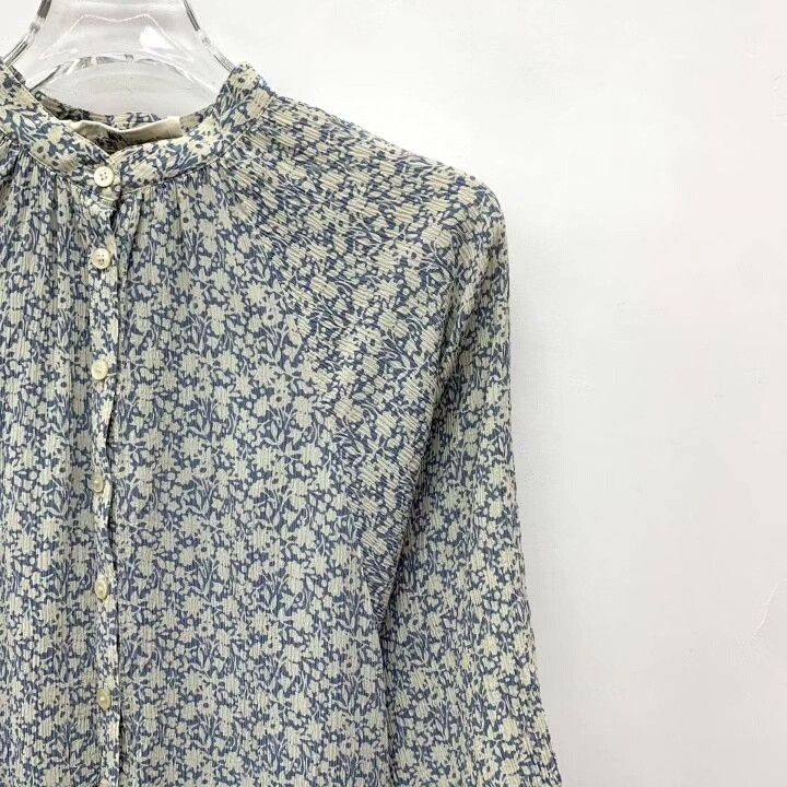Celine Celine Blue Floral Silk Short-Sleeve Dress Size XXS / US 00 / IT 34 - 3 Thumbnail