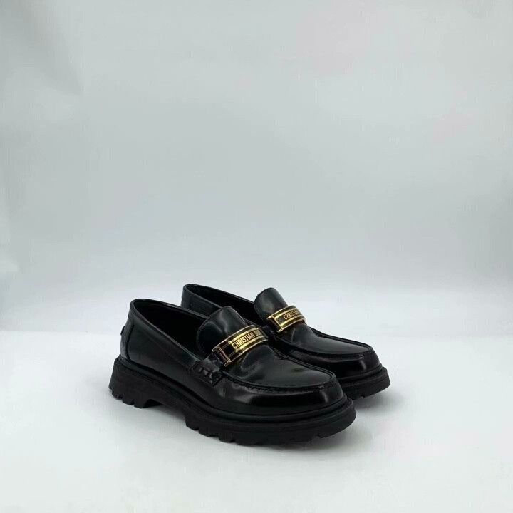 Dior Dior Black Logo Metal Buckle Leather Loafers Size US 5 / IT 35 - 2 Thumbnail