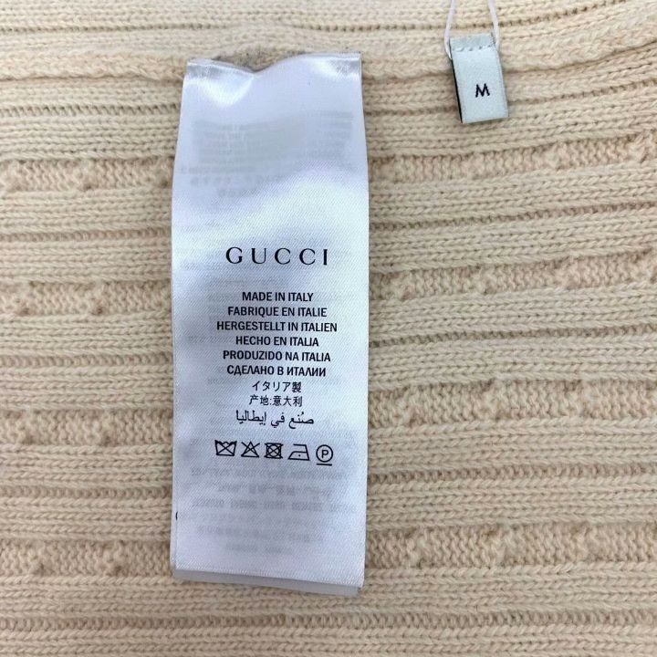 Gucci Gucci Beige Wool Cable-Knit V-Neck Cardigan Size M / US 6-8 / IT 42-44 - 7 Thumbnail