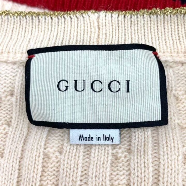 Gucci Gucci Beige Wool Cable-Knit V-Neck Cardigan Size M / US 6-8 / IT 42-44 - 6 Thumbnail