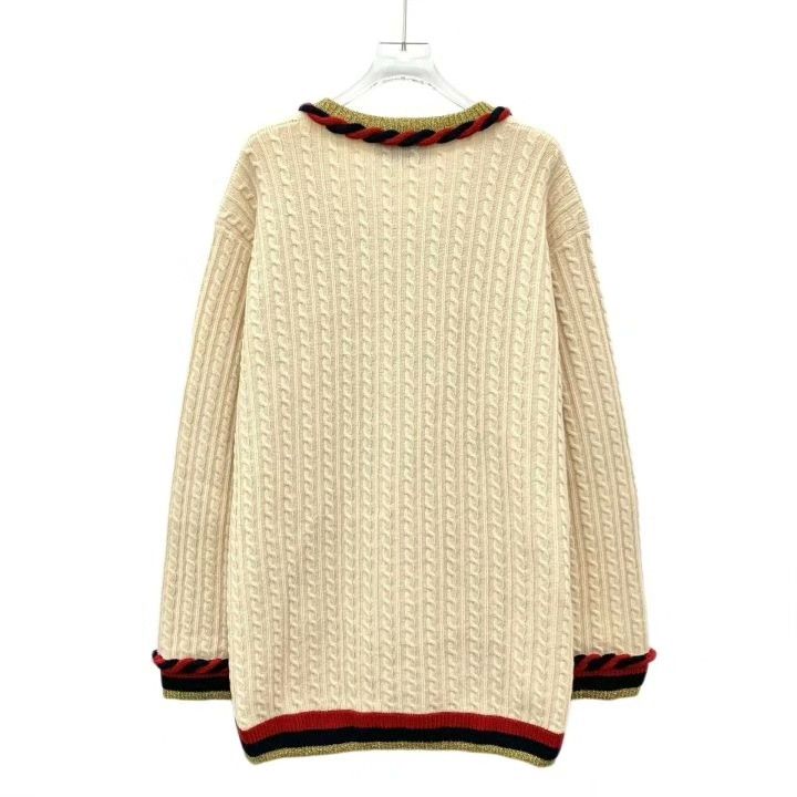 Gucci Gucci Beige Wool Cable-Knit V-Neck Cardigan Size M / US 6-8 / IT 42-44 - 2 Thumbnail