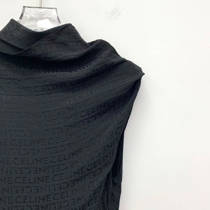 Celine Celine Black Logo Silk Asymmetric Dress Size S / US 4 / IT 40 - 3 Thumbnail