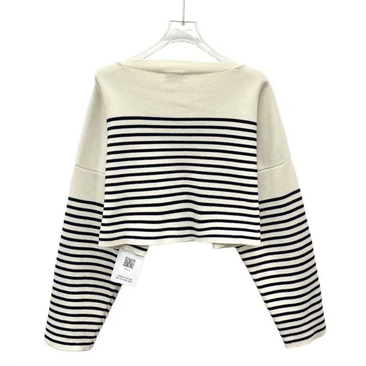 Celine Celine 22 Striped Logo Embroidered Cotton Sweater Size M / US 6-8 / IT 42-44 - 2 Thumbnail