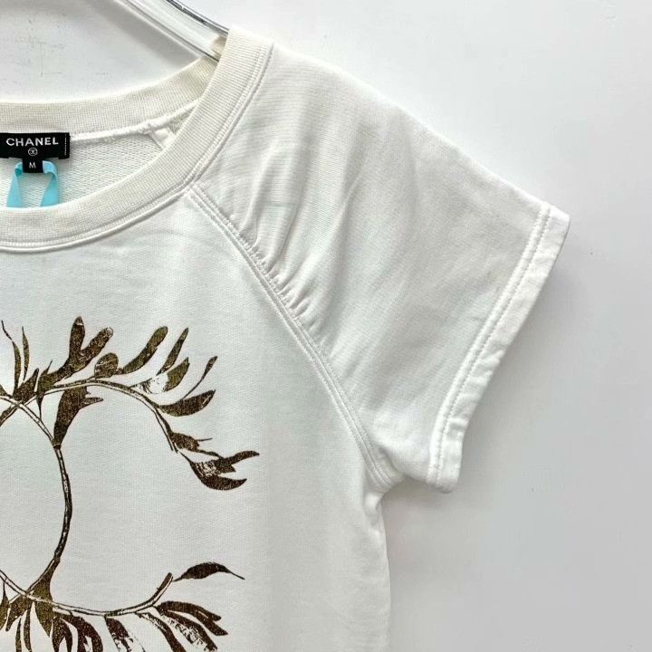 Chanel Chanel White Laurel Double C Print T-Shirt Size M / US 6-8 / IT 42-44 - 3 Thumbnail