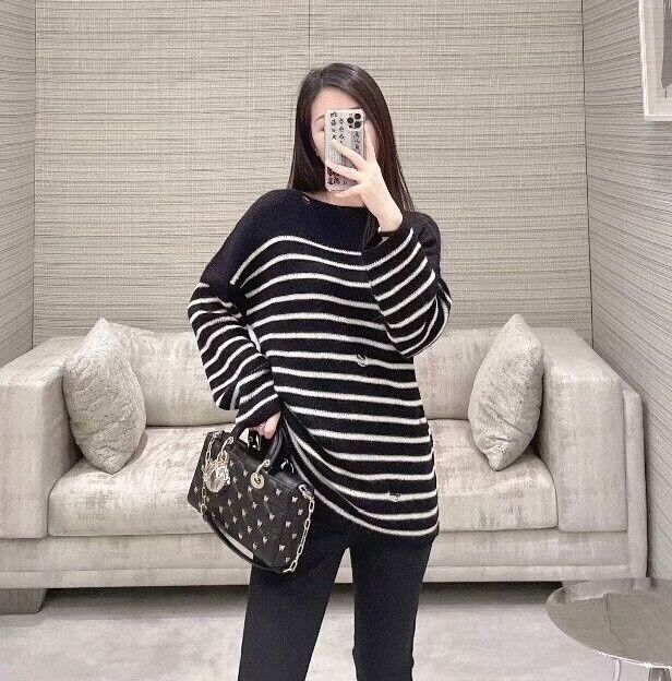 Dior Dior 24 Color-Block Hole Striped Alpaca Sweater Size XXS / US 00 / IT 34 - 9 Thumbnail
