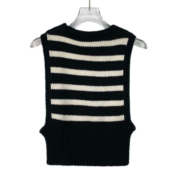 Dior Dior Black Stripe Cotton Sleeveless Knit Vest Size XS / US 0-2 / IT 36-38 - 2 Thumbnail