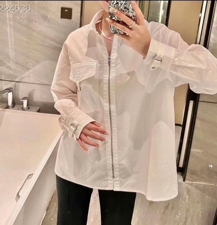 Hermes Hermes White Cotton Zip Collar Jacket Size XS / US 0-2 / IT 36-38 - 8 Thumbnail