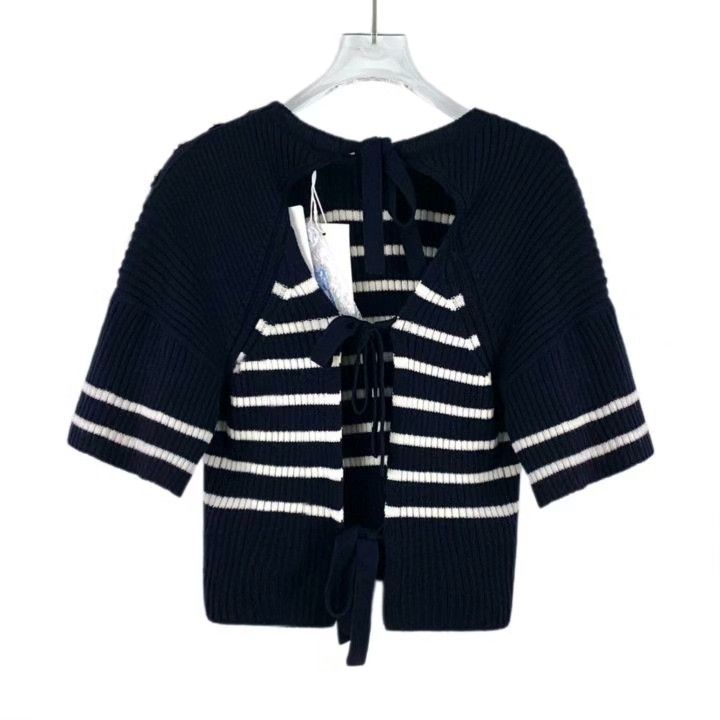 Dior Dior Striped Wool Back Cutout Sweater Size XXS / US 00 / IT 34 - 2 Thumbnail