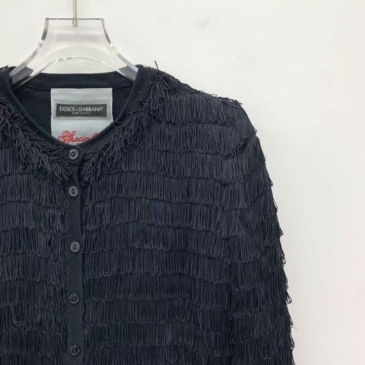 Dolce & Gabbana Dolce Gabbana Black Fringe Knit Coat Size M / US 6-8 / IT 42-44 - 3 Thumbnail