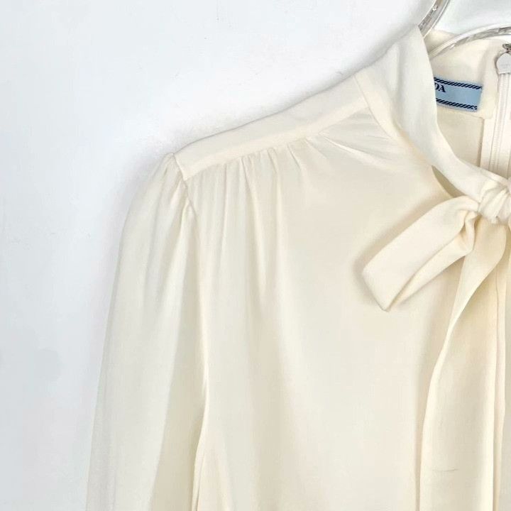 Prada Prada Silk Bow Triangle Logo Shirt Size S / US 4 / IT 40 - 3 Thumbnail