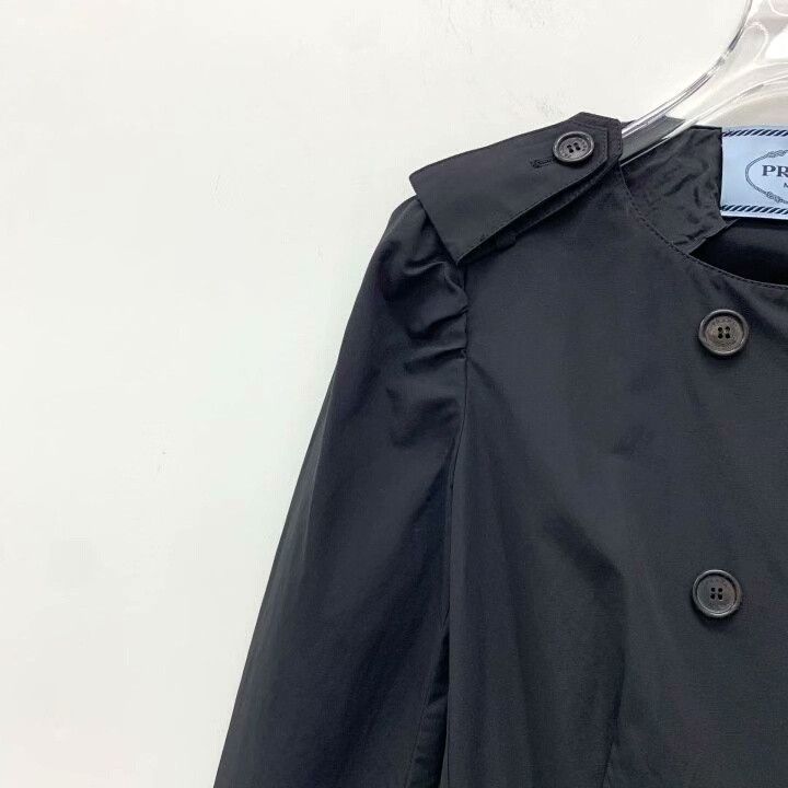 Prada Prada Black Cotton Double-Breasted Trench Coat Size S / US 4 / IT 40 - 3 Thumbnail