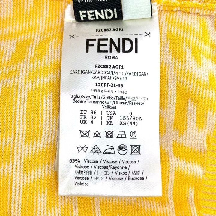 Fendi Fendi Yellow Logo Letter Jacquard Knit Cardigan Size XS / US 0-2 / IT 36-38 - 7 Thumbnail