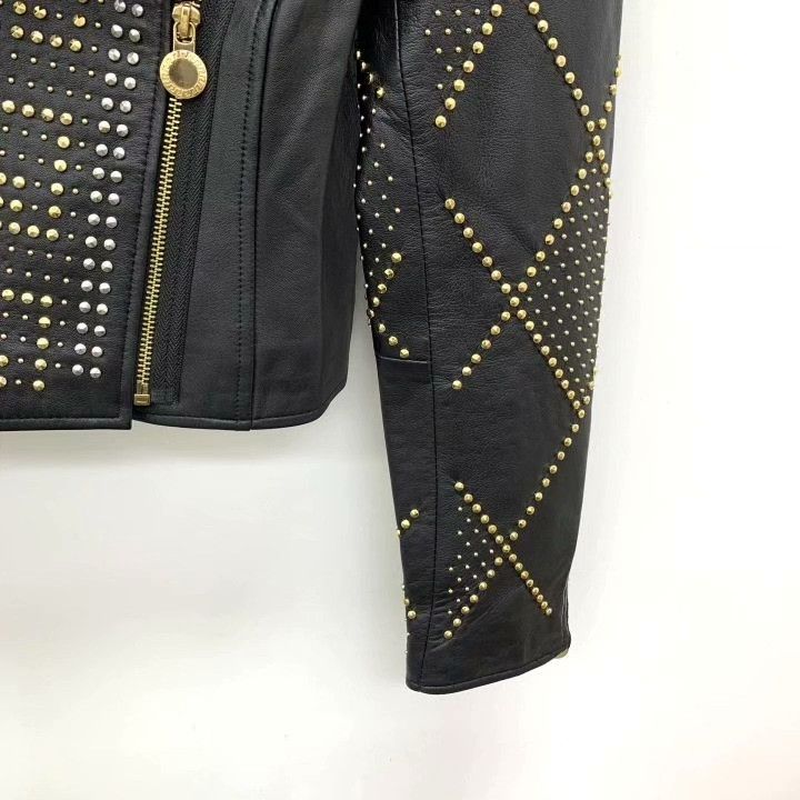 Versace Versace Black Rivet Leather Jacket Size XS / US 0-2 / IT 36-38 - 4 Thumbnail