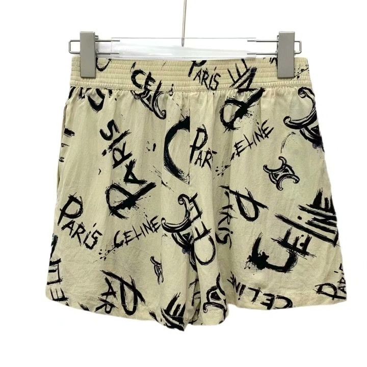 Celine Celine Logo Graffiti Print Silk Casual Shorts Size 34" / US 12 / IT 48 - 2 Thumbnail