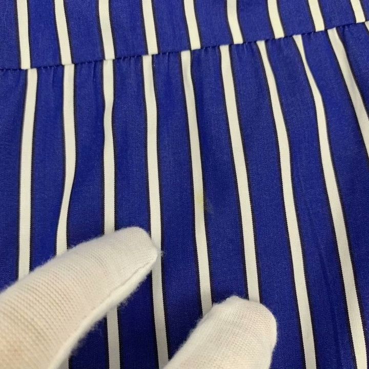 Prada Prada Blue Striped Cotton Pleated Skirt Size 40" / US 18 - 9 Thumbnail