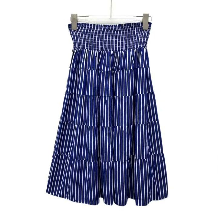 Prada Prada Blue Striped Cotton Pleated Skirt Size 40" / US 18 - 2 Thumbnail