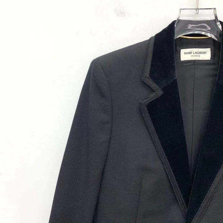 Yves Saint Laurent Yves Saint Laurent Black Wool V-Neck Blazer Size S / US 4 / IT 40 - 3 Thumbnail