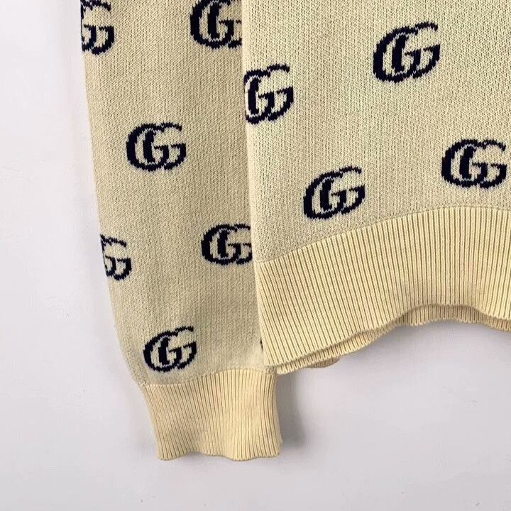 Gucci Gucci Beige GG Monogram Cotton V-Neck Sweater Size XS / US 0-2 / IT 36-38 - 4 Thumbnail