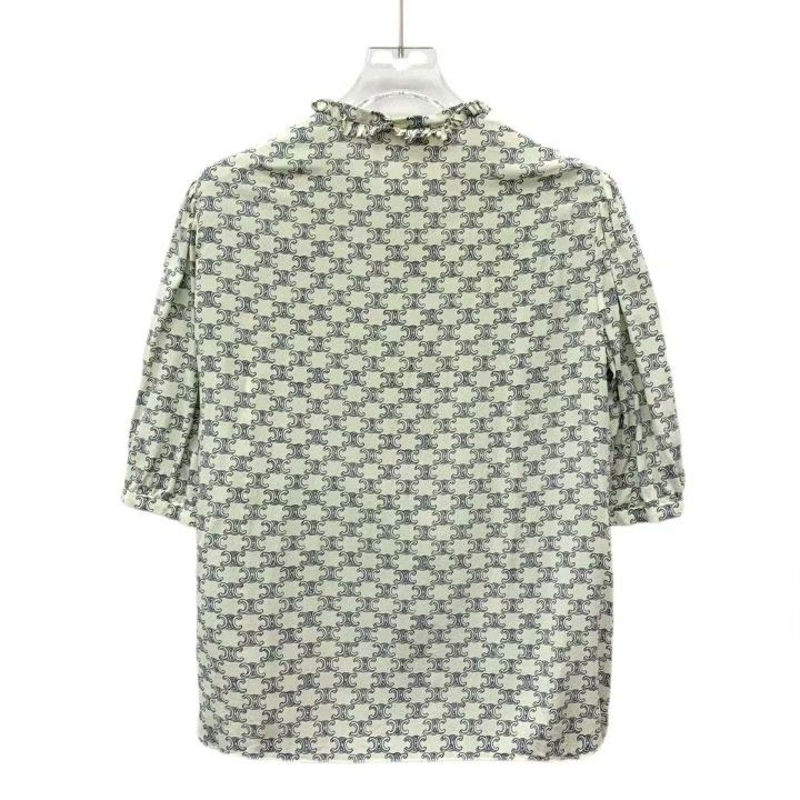 Celine Celine Triomphe Print Silk Short Sleeve Shirt Size S / US 4 / IT 40 - 2 Thumbnail
